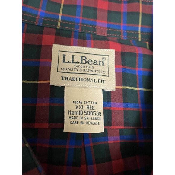 LL Bean Mens Shirt XXL 2XL Long Sleeve Button Down Traditional Fit Plaid Blue - Picture 7 of 8